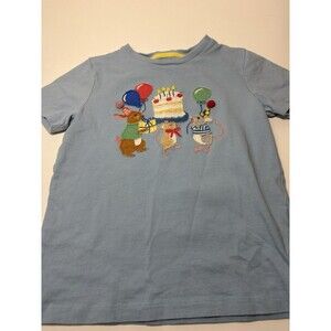 Mini Boden T-Shirt Boy's 7/8Y Blue Animals Appliqué Novelty Casual Birthday Part